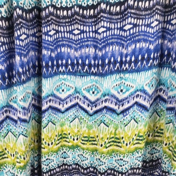 Jones New York Women's Blue & Green 3/4th Sleeve Drawstring Closure Shirt Sz 1X - Picture 6 of 9